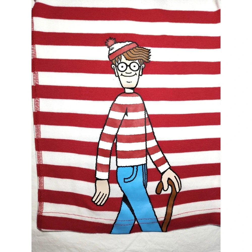 Hanna Andersson Where's‎ Waldo Sz 5 Red White Stripe Organic Cotton Pajama Top